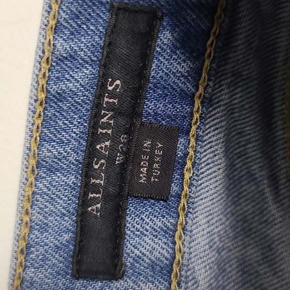 ALL SAINTS Remi Cut Off Frayed Distressed Light/Med Wash Denim Shorts Size 28 - Picture 2 of 15